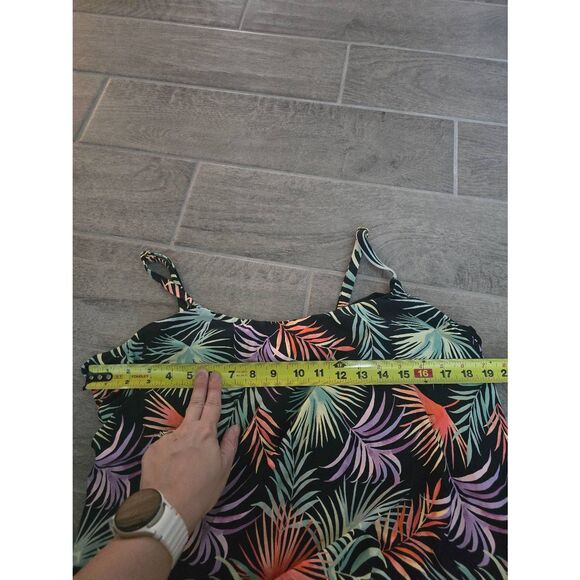 Women's Leilani Plus Palm Breeze Cape Town Tankini Top Black Green Purple Pink S - Picture 3 of 8